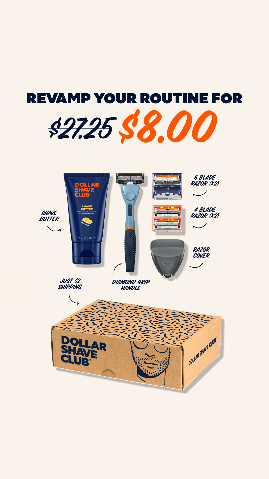Dollar Shave Club ad — Shave time. Shave money.