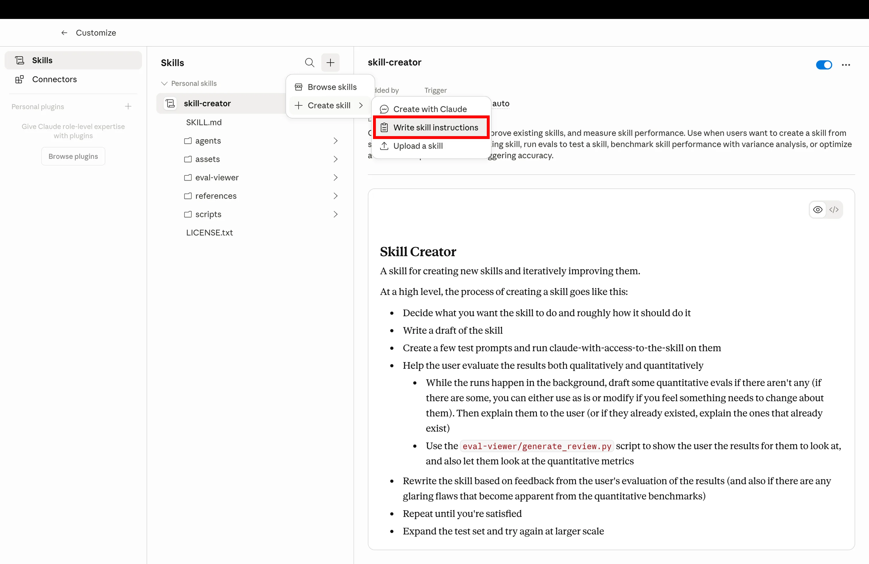 Create new Claude skill by uploading SKILL.md file for Google and Meta Ads