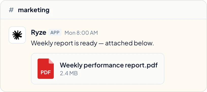Reports to email & Slack