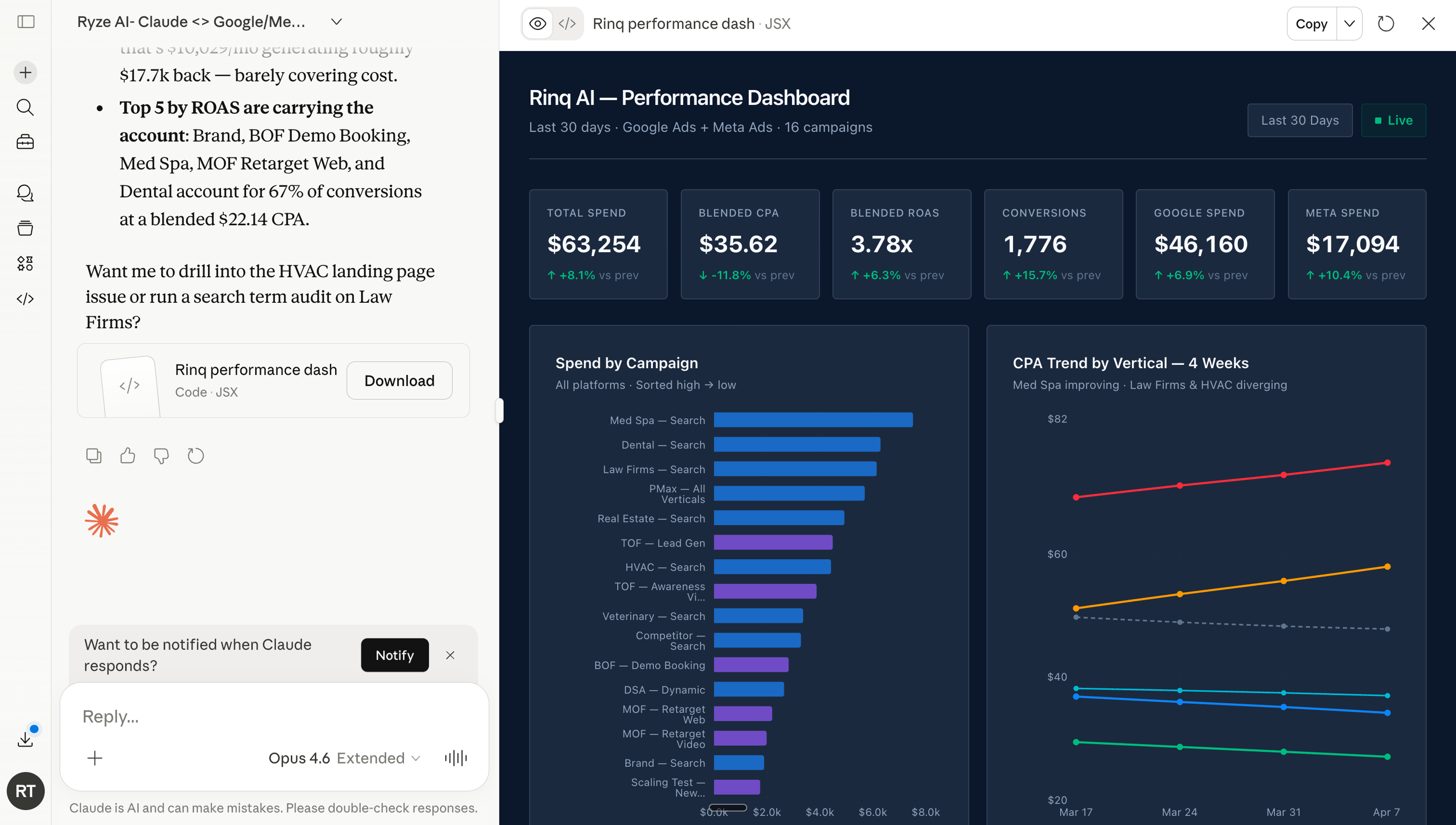 Claude AI MCP setup — connecting Google Ads and Meta Ads to build a live ads dashboard