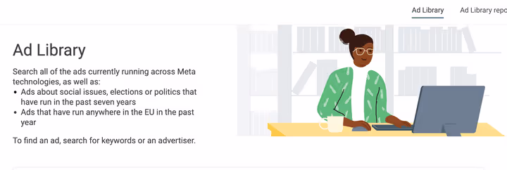 Facebook Ad Library showing active competitor ads for PPC competitor research