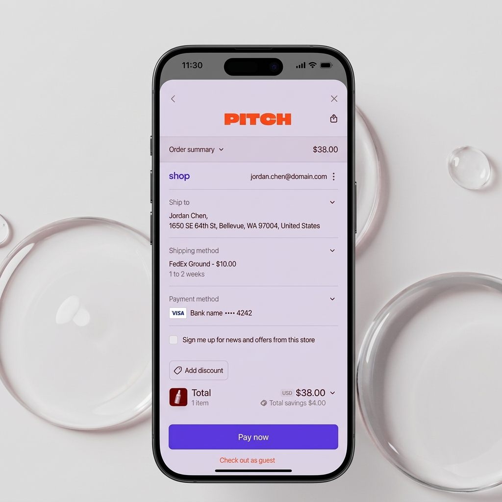 Shop Pay checkout page from a ChatGPT-referred purchase showing shipping address, payment method, and Pay Now button