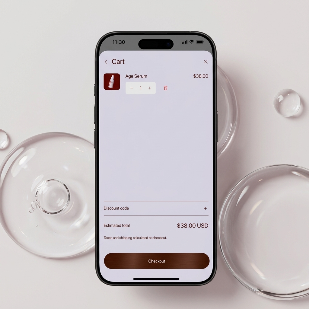 Shopify shopping cart page accessed from ChatGPT showing product in cart with discount code field and checkout button