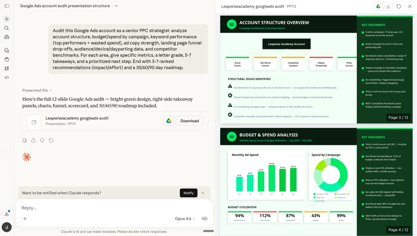 Ryze AI Claude connector for Google Ads — fastest measured setup time at 2 minutes from sign-up to first query