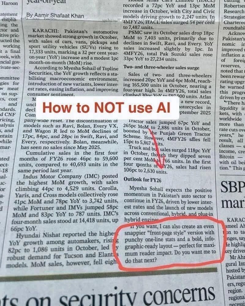 How to NOT use AI newspaper meme