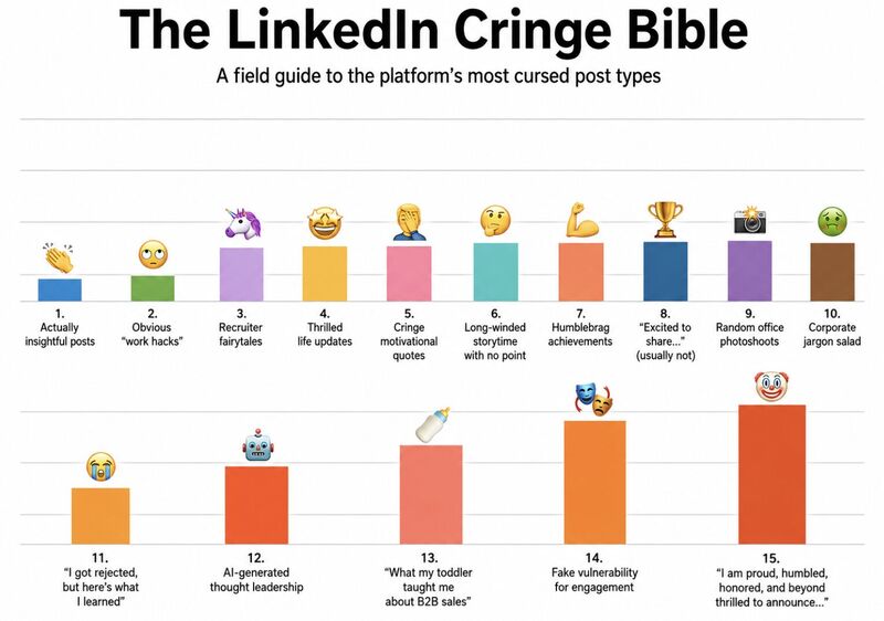 The LinkedIn Cringe Bible field guide meme
