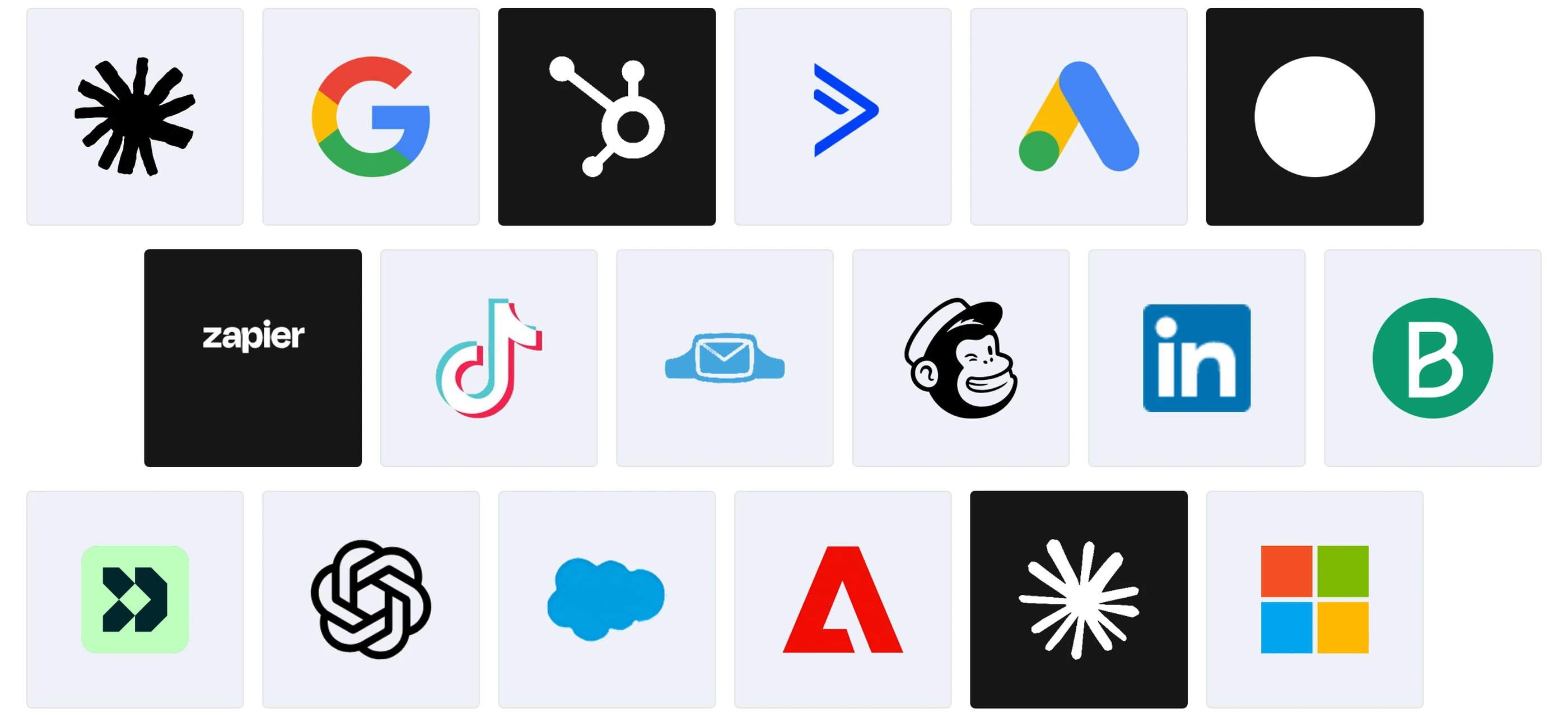 Logos of the Marketing Automation Platforms for Paid Ads compared in 2026, including Ryze AI, HubSpot Marketing Hub, ActiveCampaign, Klaviyo and Zapier, next to Google, Google Ads and TikTok