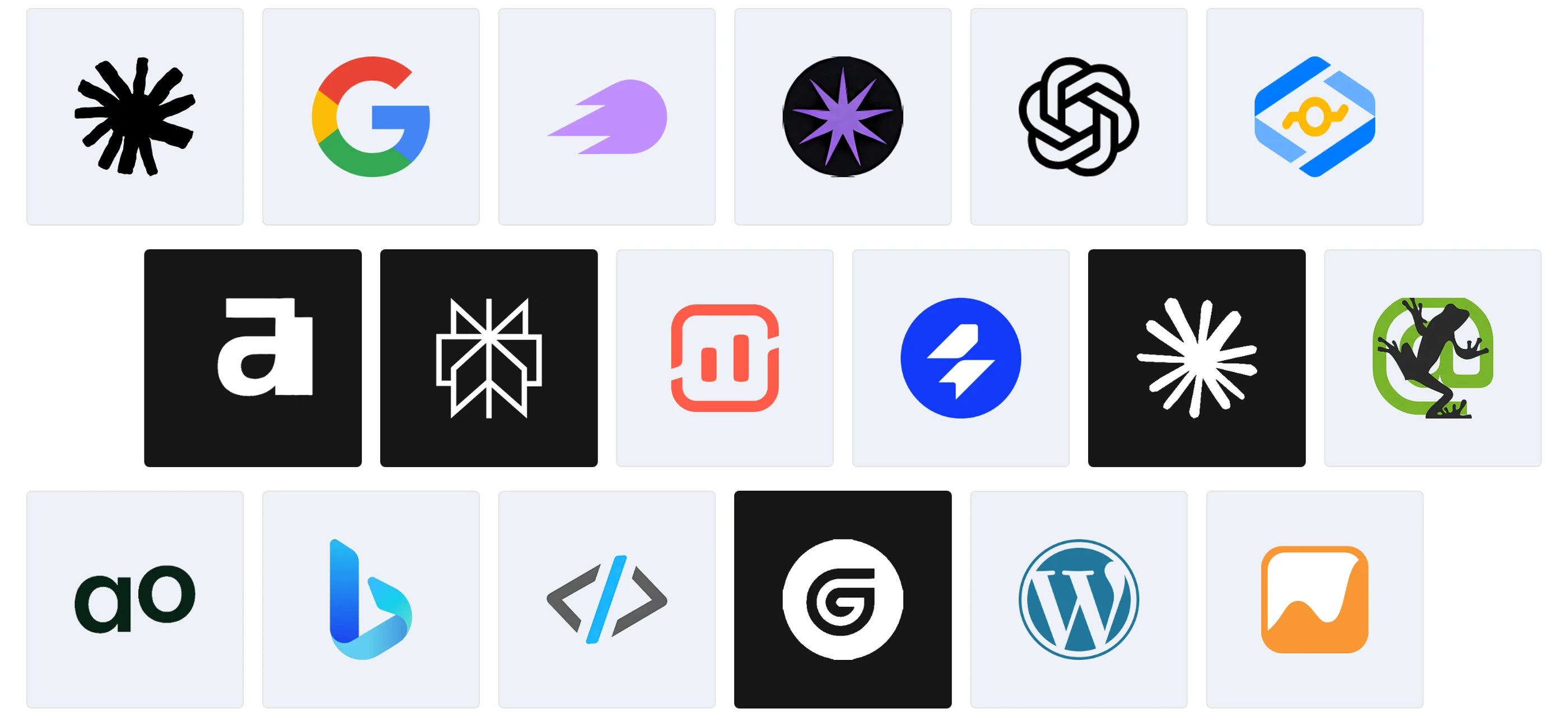Logos of the SEO Automation Tools compared in 2026, including Ryze AI, Semrush, Search Atlas, Alli AI and Ahrefs, next to Google, ChatGPT and Perplexity