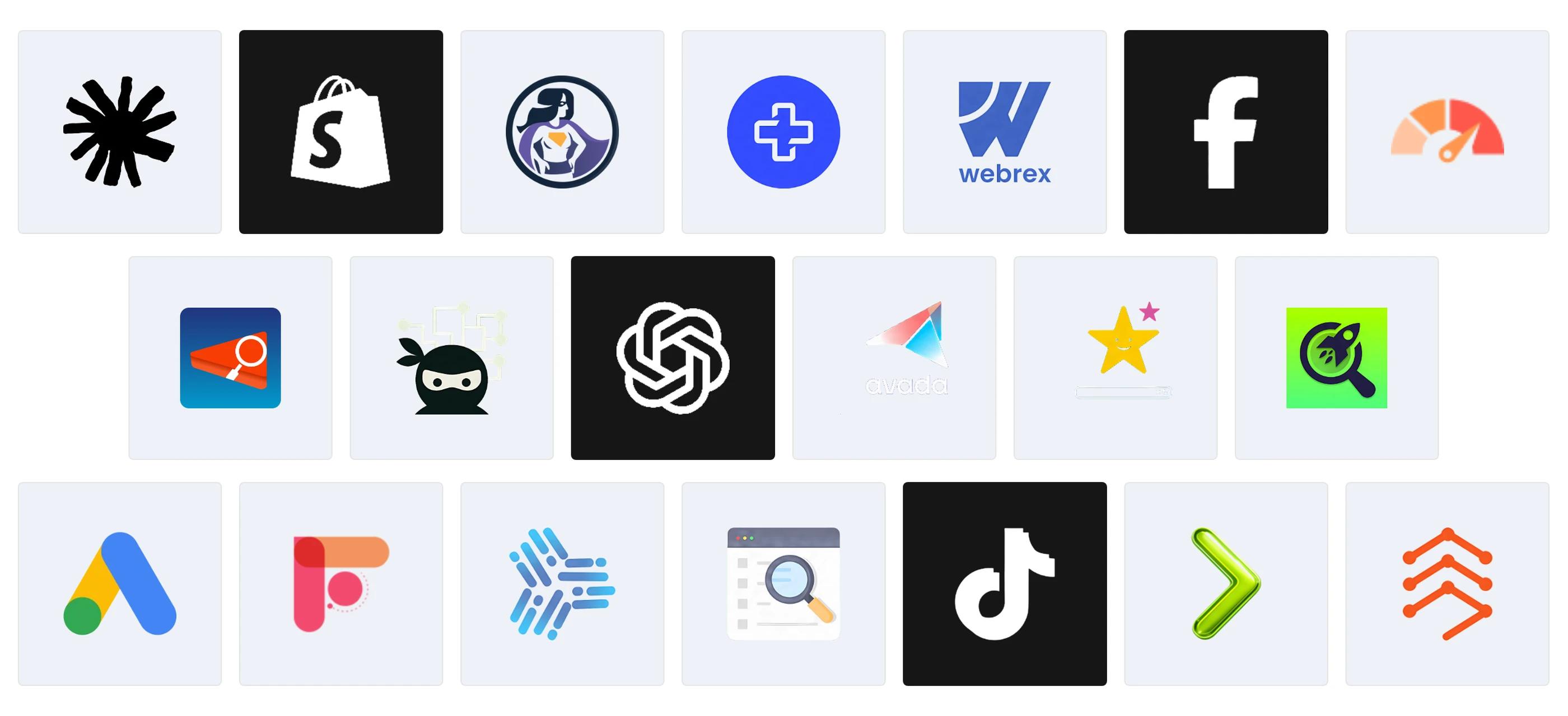 Logos of the Shopify Schema Markup Apps compared in 2026, including Ryze AI, JSON-LD for SEO, Schema Plus, Webrex and TinyIMG, next to Shopify, Meta and ChatGPT