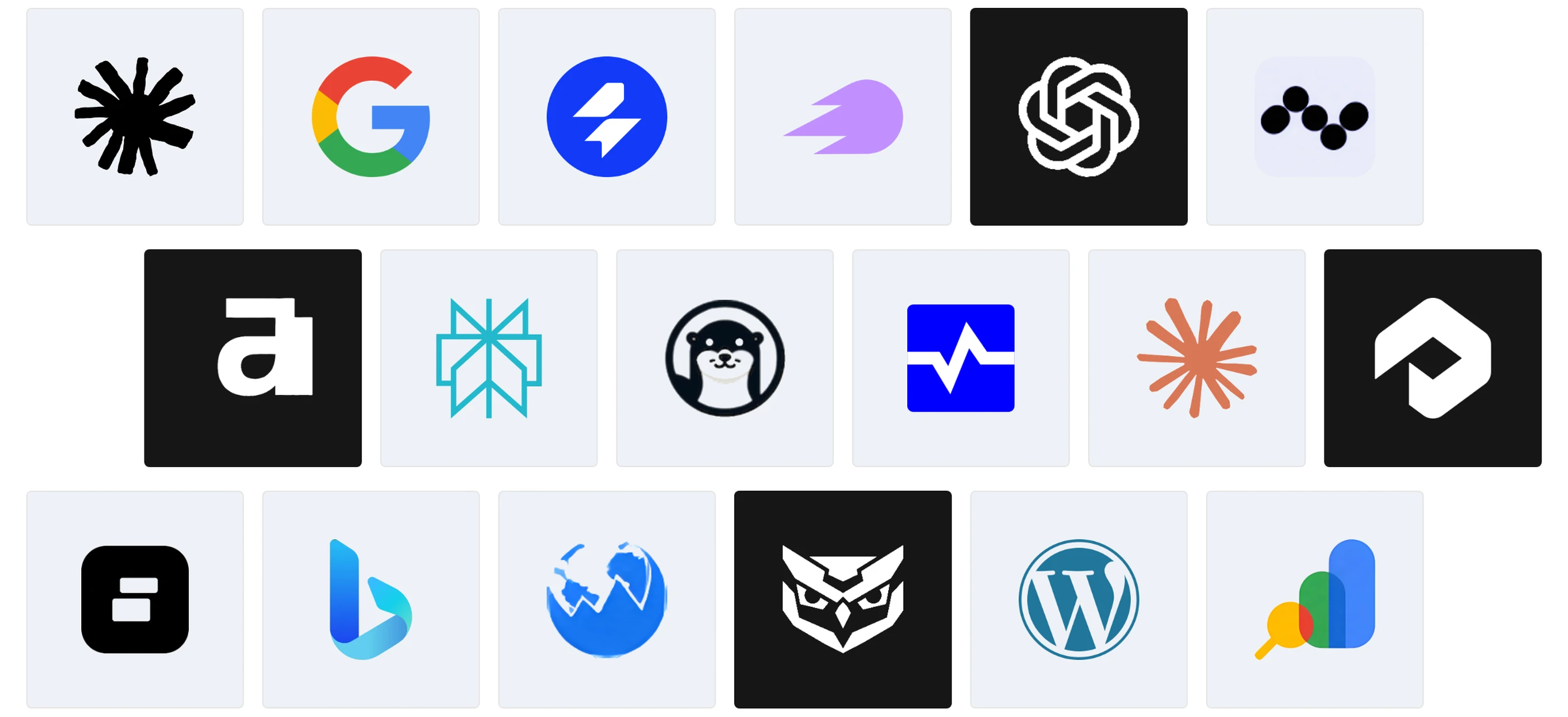 Logos of the AI Overviews Tracking Tools compared in 2026, including Ryze AI, SE Ranking, Semrush, ZipTie and Ahrefs Brand Radar, next to Google, ChatGPT and Perplexity