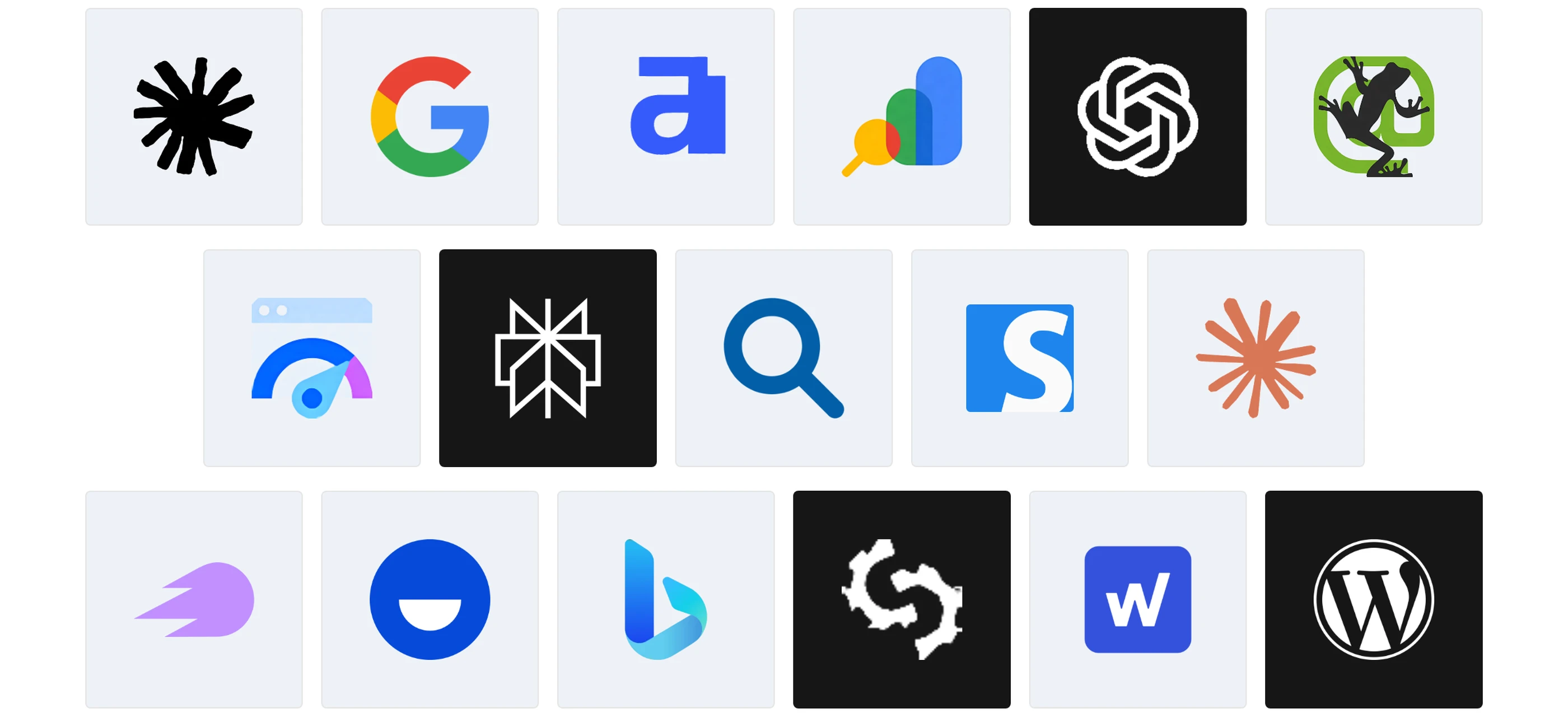 Logos of the Free AI SEO Audit Tools compared in 2026, including Ryze AI, Ahrefs Webmaster Tools, Google Search Console, Screaming Frog and PageSpeed Insights, next to Google, ChatGPT and Perplexity